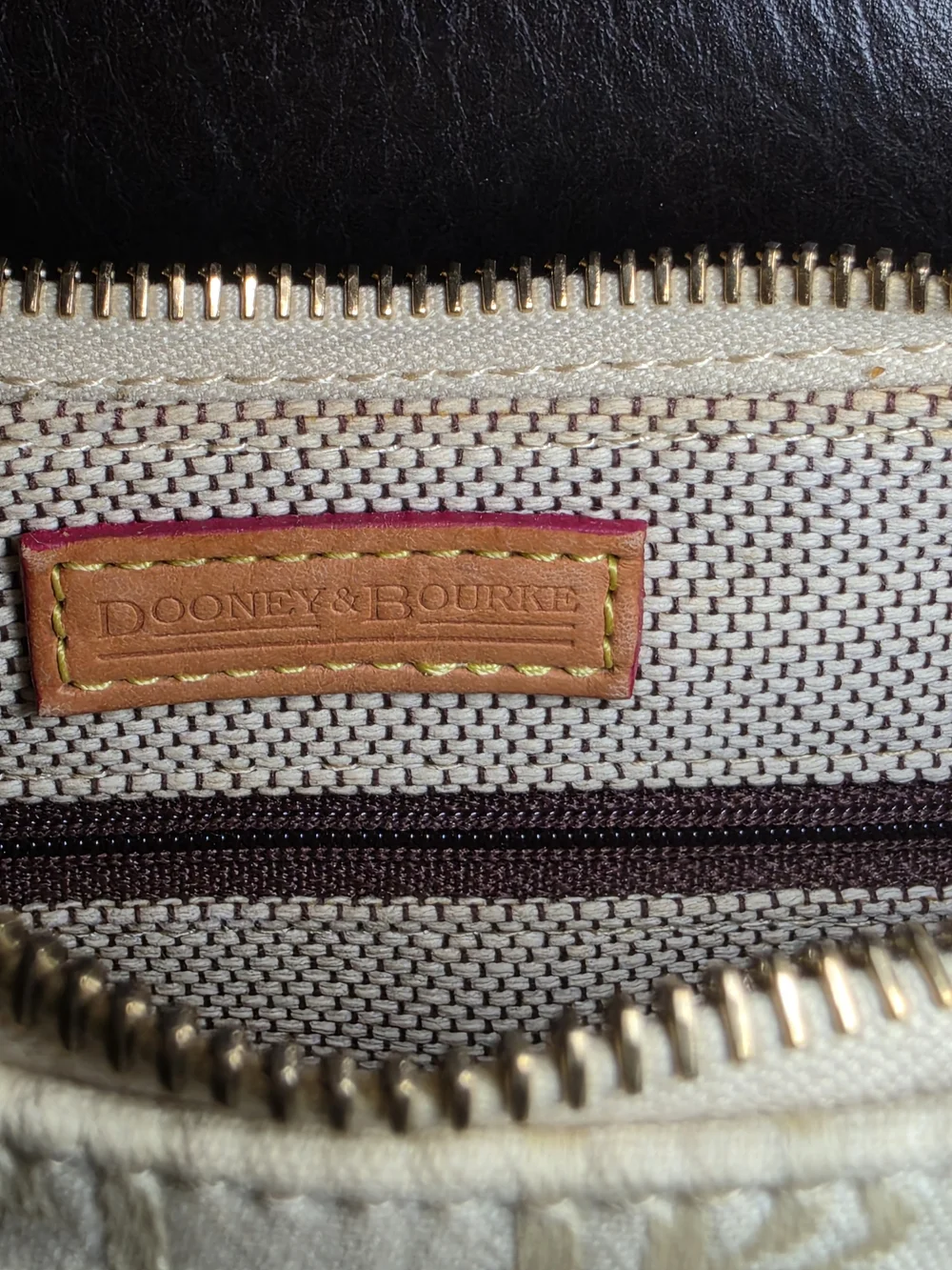 Vintage Y2K Dooney & Bourke Signature DB Monogram Hobo Shoulder Bag Cream